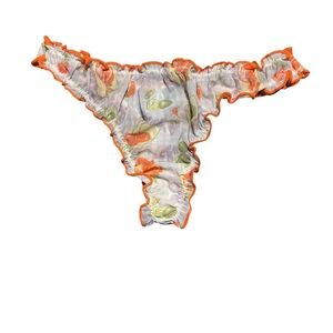 Urban Outfitters Orange-Trim Ruffle Thong Panty with Fruit Print